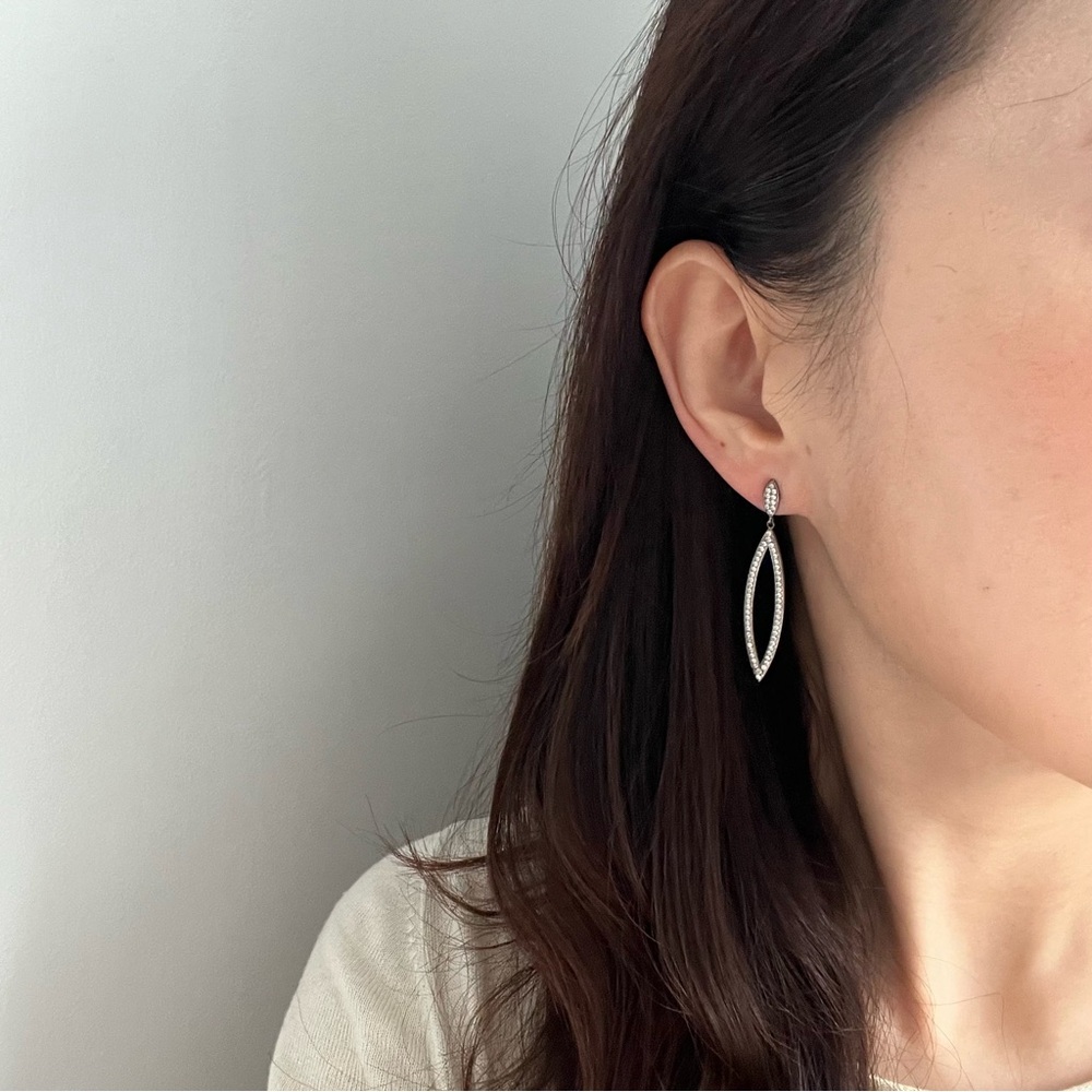 Diamonique Elegant Silver Drop Dangle Earrings - image 3